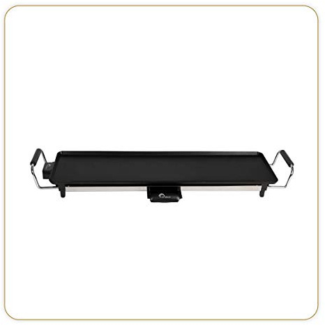 LITTLE BALANCE 8238 Happy Plancha 70 - Plancha électrique 6 - 8 personnes - Plaque de cuisson anti-adhésive - Tout type d'aliments - Puissance 2000 W - Noir / Inox