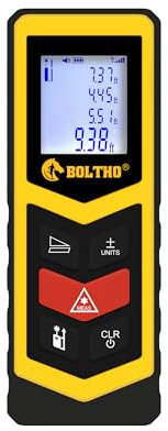 Laser Measure, BOLTHO Laser Distance Meter Laser Measuring Tool Digital Laser Distance Meters with Backlight LCD Display, Measure Distance, Area and Volume, Pythagorean Mode 40M/131Ft