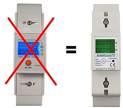 Schellcount2 - Stromzähler digitaler Wechselstromzähler für DIN Hutschiene mit LCD, als Zwischenzähler geeignet bis 80A,1000imp./kWh mit Tageszählfunktion multifunktionale Anzeige