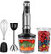 Biolomix Stabmixer aus Edelstahl,1200-Watt-Set,6 Geschwindigkeiten,4 Klingen Messer,500 ml-Messbecher und 600 ml Becher,Schneebesen (HB1200 4 in 1)