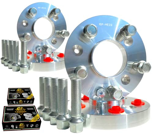 IGP Kit 4 Distanziali Ruote 12 + 16 mm Compatibili Con A3 Q2 Q3 Q4 TT + Volkswagen Golf 5 6 7 8 + 20 Bulloni in Acciaio
