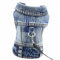 feiling Jeans Hundejacke mit Metallhake für Hundeleine, Denim Hundemantel Outfit Hundekleidung Haustier Weste für Welpen,Kleine, Mittlere Hunde (Blau, S)