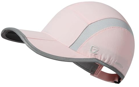 GADIEMKENSD Baseball Cap Nylon Running Cap Outdoor Sports Hat for Men Women Adjustable Quick Drying Reflective Foldable UPF50+ Breath Mesh Water Repellency Race Performance Lightweight Light Pink