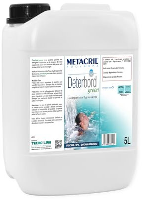 Metacril Deterbord Green, Eco Detergente e Sgrassante, a pH Neutro, per Linea di Galleggiamento, Ideale per Piscina e Spa Idromassaggio - 5 LT