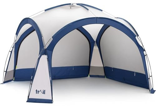 Trail Gazebo with Zip Away Sides, Dome Event Shelter for Outdoor Camping Garden Festival, Waterproof 2000mm, UPF50+ UV Sun Protection, Travel Bag, 3.5m x 3.5m x 2.3m (Blue)