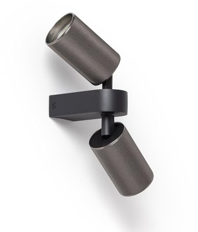LEDKIA LIGHTING Aplique de Pared Orientable Aluminio Breixo 2 Focos Negro GU10