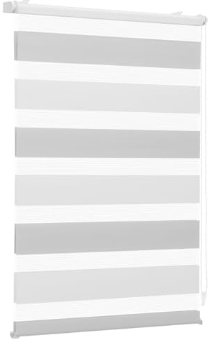 Sekey Doppelrollo Klemmfix ohne Bohren für Fenster, Zweifarbig Doppelrollo 80 cm breit, Duo Rollo Jalousie Sonnenschutz, 80x130cm, Weiß & Hellgrau