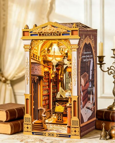 Rolife Book Nook Kit Miniature da Costruire DIY Booknook Libreria Delle Meraviglie 3d Puzzle Legno con Luci Decorazione Libreria Casa Modellismo da Costruire Adulti Diorama Modellismo