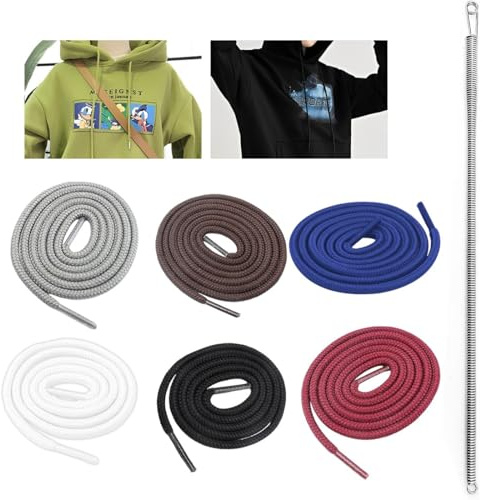 JYNXOR 6 Pcs Cordón Para Pantalones De Jogging, Cordon Para Sudadera Con Capucha, Con Enhebrador De Cuerda, 140 cm, Con Extremos De Metal y Cordón Para Pantalones De Chándal, Pantalones, Sudaderas