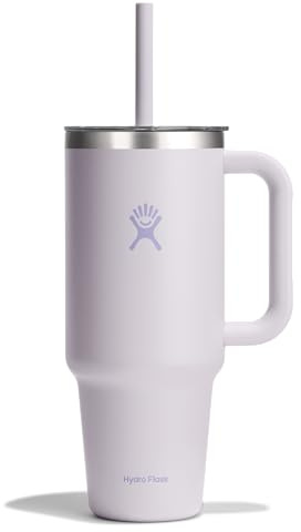 Hydro Flask 40 Oz Clear Lid Travel Tumbler with Straw and Handle - Insulated Stainless Steel in 40 Oz Cloud Pink