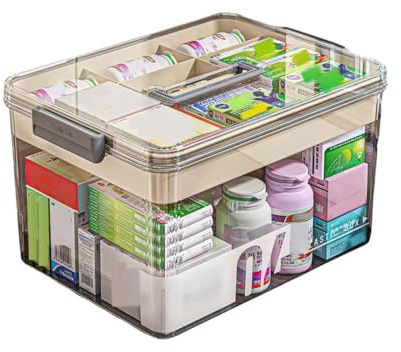 Yongheng Medicine Box, Caja para medicinas,Caja medicinas grande, Cajas medicamentos, multifunción Organizador medicamentos con asa, para hogar al aire libre (negro, X)