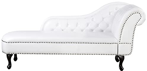 Beliani Retro Récamiere im Chesterfield Style rechtsseitig weiß Nimes