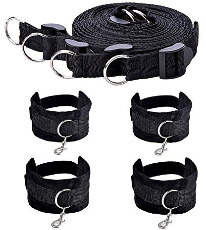 Letto fesseln SM FETISH sotto al letto di ritenuta Kit con manette manette per caviglie Bondage, letto Fessel Sex Toy (Nero)