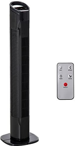 HOMCOM Ventilateur colonne silencieux 50 W, ventilateur tour pour chambre avec 3 modes 3 vitesses, télécommande, oscillant 70°, minuterie et contrôle tactile, 78,5H cm noir