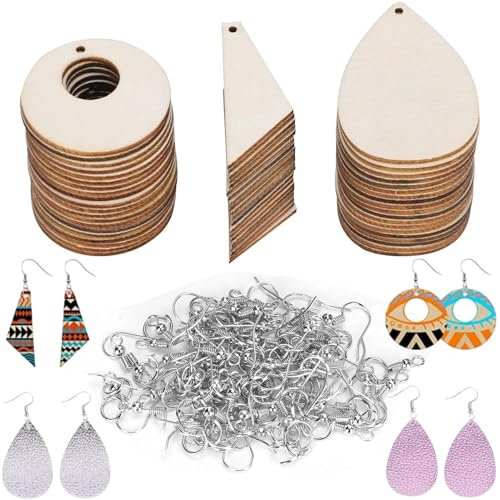 60 Pendenti a Goccia Vuoti Incompiuti Orecchini da Donna in Legno Stile Moda Etnica Adatti per Kit di Forniture Fatte a Mano con Ciondolo Leggero Fai da Te