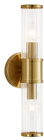 Epinl Vintage Wall Sconces Lighting, 2-Lights Wall Sconce Rustic Wall Light Fixture Indoor Gold Wall Lamp with Glass Lampshade and E14 Bulb Socket , Wall-Mounted Lamps for Bathroom Bedside Porch.