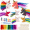 Latocos 12Set Einhorn Bastelset Kit Kinder DIY Holz Kühlschrankmagnet Kreativ Bemalen mit Bunter Wolle für Mädchen Jungen Einhorn Geburtstagsfeier Handwerk Bemalen Geschenk