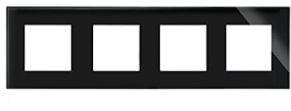 LUXUS-TIME Nur Rahmen Glas Wandblenden Lichtschalter Blenden Schalterleisten für Touchschalter, Lichtschalter, Steckdosen, Unterputz Dosen Glasrahmen in Grau, Weiß, Schwarz (4-Fach, Schwarz-Glas)