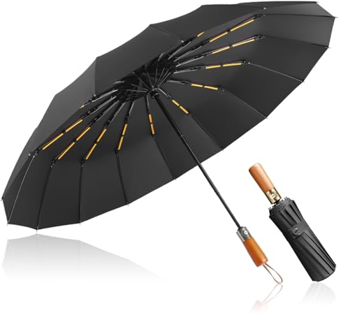 MidingChai Regenschirm Sturmfest Groß, Taschenschirm Automatik mit 12 Rippen, Umbrella Windproof XXL Groß Regenschirm für 2 Personen Damen & Herren, Ø 108 cm, Schwarz