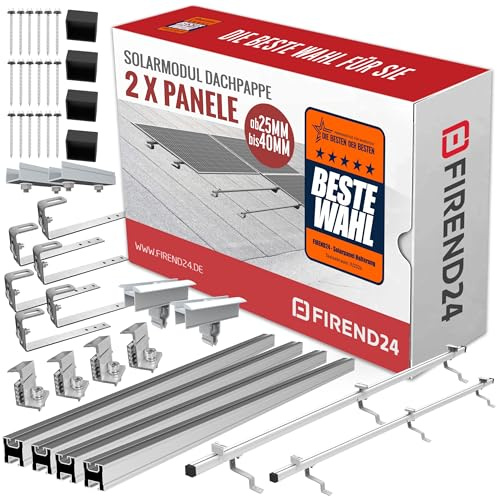 SET 2x PV-Module, PV, Photovoltaik, DACHPAPPE, Aufständerung, Dachhalterung, Befestigung, Halter, Halterung, Solar, Solarmodul, Solarpanel, PV Halter, 25-40mm, 0%