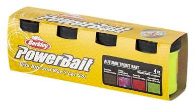 Berkley PowerBait Trout Dough Season Pack, 4 colori e sapori per la pesca alla trota tutto l'anno, esche profumate e modellabili per laghi, fiumi e torrenti, tutti i livelli di abilità, autunnale