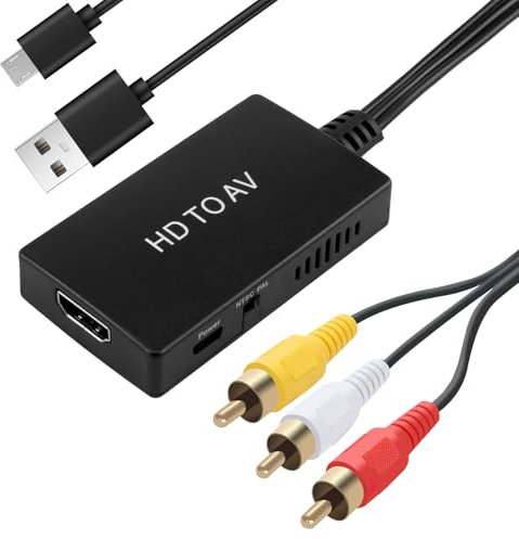 Teashow HDMI to AV/RCA Adapter Converter for PS2 PS3 Wii Xbox VHS DVD with 1080P Output - Supports PAL/NTSC