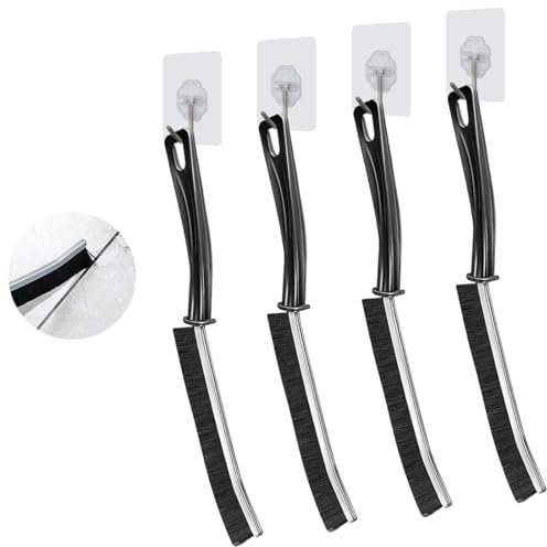 4 Piezas Cepillo de Limpieza Hogar de Grietas Duro de Huecos,con 4 Ganchos,Cepillo Limpia Juntas Suelo,Cepillo Limpieza Baño Esquinas Muertas Ranuras para Azulejos Cocina