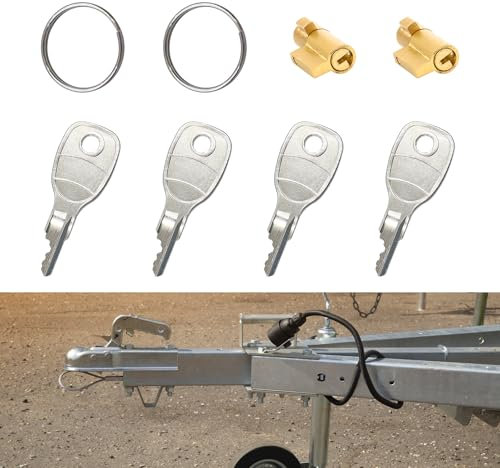 INNAL 2 Pezzi Serratura per Gancio di Traino con 4 Chiavi,lucchetti per Rimorchio per Gancio di Traino Resistente,Lucchetto di Sicurezza per Gancio di Traino,Compatibile on Rimorchio Erde Daxara