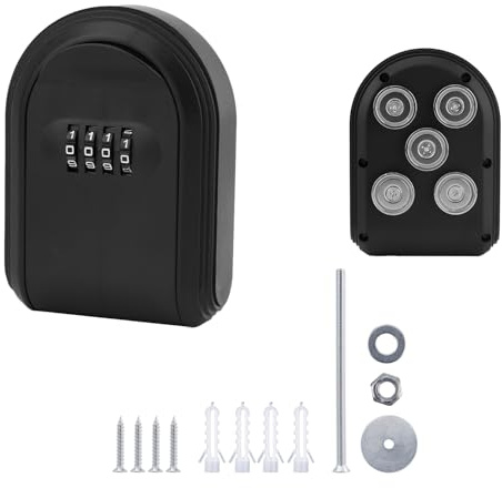 lasuroa Magnetic Key Holder Under Car, Magnetic Key Box with Combination Lock with Strong Magnet Storage for Indoor Outdoor Travel Hiding Outside