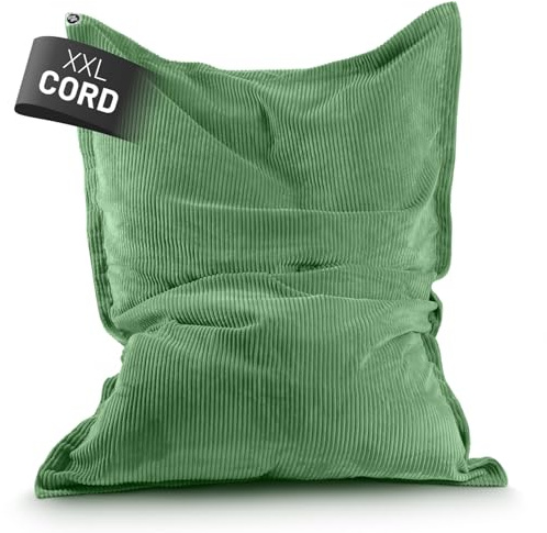 Lumaland Pouf Classic XXL Cord | Grande Pouf XXL con morbida struttura a coste – ideale per divano e poltrona, per soggiorno, camera da letto & Co. – 380 l, 140 x 180 cm