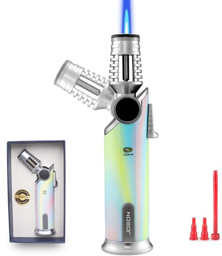 DOUBFIVSY Cannello da Cucina 60° Girevole Bruciatore a Gas Butano Regolabile con Fiamma Regolabile per, Fiamma Ossidrica Portatile per Creme Brulee, Barbecue e Cottura (Butano Non Incluso) (Colore)