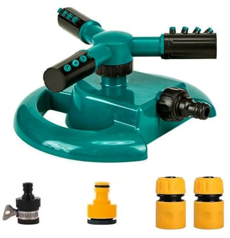 WFKKMEQ Garden Sprinklers for Lawns, Automatic Lawn Water Sprinkler, 360 Degree Rotating Lawn Sprinkler with 3 Adjustable Arms, Multipurpose Yard Sprinkler for Large Areas Watering Plants Kids, Gift