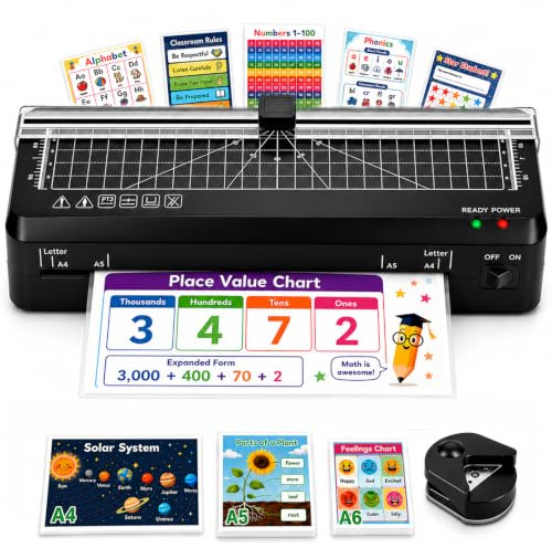 BAYGE Laminator, A4 Laminator Machine with Built-in Cutter, Fast Warm-Up | Thermal Portable Personal Laminating 80-125 Mic with NTC Technology for Home, Office, School