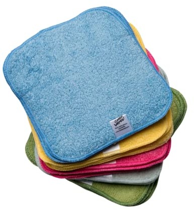 Frottee-Waschlappen mit Baumwolle, Regenbogenfarben, Set mit 25 Stück, waschbar, wiederverwendbar, Baby-Waschlappen