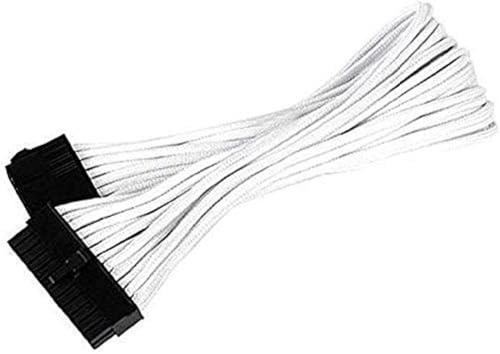SilverStone SST-PP07-MBW - Cable Extensor enfundado 30cm Placa Base 24pines a 24pines, Blanco