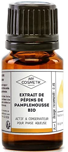 MY COSMETIK - Extrait de Pepin de Pamplemousse (EPP) BIO AB - Actif cosmétique et conservateur pour phase aqueuse - Antioxydant et concentré en Vitamine C - 100% d'origine végétale - 5 ml