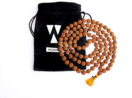 Wonder Care Rudraksh Meditation Natural 5 Face 4mm Mala mit 108 + 1 Bead - Real Himalayan Rudraksha Seeds Religious Ornament Rosenkranz Japa Shiv Mala Halskette - Importiert aus Nepal [6mm]