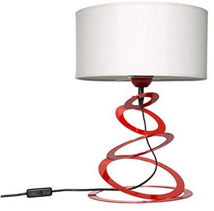Light-Home Lampenschirm Tischlampe Modern - Elegante Nachttischlampe für Schlafzimmer Wohnzimmer - Tischleuchte E27-45x30 cm - Rot und Weiß