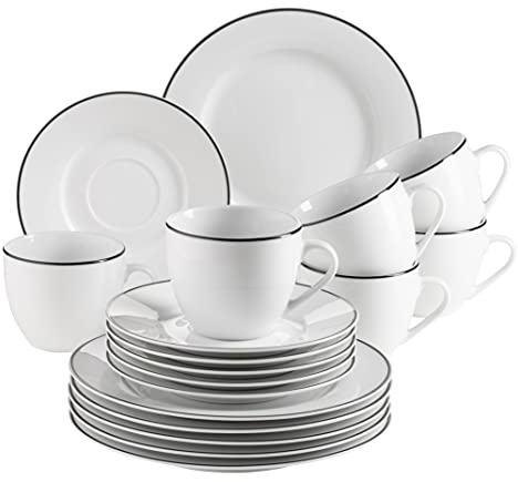 Mäser Servicio de café de porcelana ENNA, blanco, negro