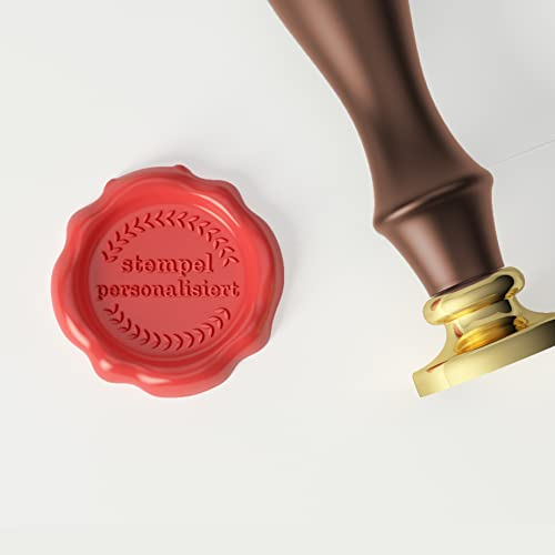 Wachssiegel Stempel Personalisiert Mit Logo, Name & Text | Siegelstempel für Hochzeit, Geschäft & Buchstaben | Siegelwachs Set | Selbst Gestalten Rund Kupferkopf (2cm)