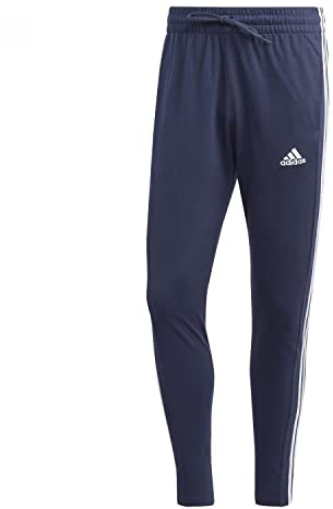 adidas Uomo Essentials Single Jersey Tapered Open Hem 3-Stripes Pants, legend ink/white, S