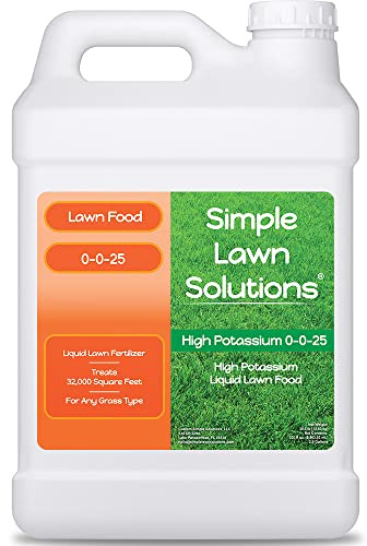 Simple Lawn Solutions - High Potassium Lawn Food Liquid Fertilizer 0-0-25 - Concentrated Spray - Turf Grass Vigor and Plant Hardiness - Summer and Fall - Any Grass Type (2.5 Gallon)