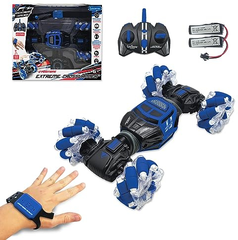Lexibook, Extreme Crosslander®, Auto radiocomandata luminosa per tutti i terreni, telecomando a bracciale, ricaricabile, gioco d'azione elettronico, nero/blu, RC49
