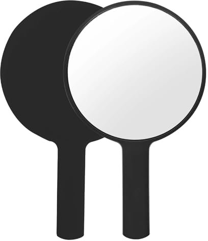 Naapesi Handspiegel,Professioneller Handspiegel mit Griff,Schminkspiegel Runde Form,Friseure Rasierspiegel Kosmetikspiegel,Runde Taschenspiegel für Handheld, Zuhause,Reisenutzung (Schwarz)