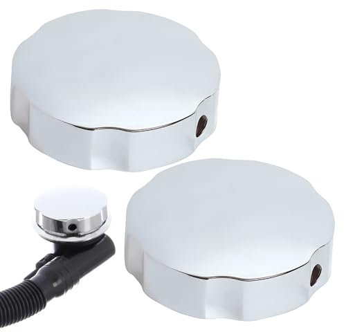 BNGXR Bouton de Contrôle de Baignoire, Forme Ronde Bouton de Trop-Plein Baignoire, Bouton Rotatif de Vidange de Baignoire pop-up, Chromé, Accessoires de Vidange de Baignoire, Diamètre 74 mm
