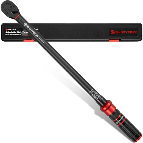 SHINTOUR 1/2 Drive Torque Wrench, Car Wheel Click Torque Wrench 20-340 Nm,Dual-Direction Adjustable 72 Tooth with Dual Scales, High 3% Precision for Car, Motorcycle and Truck Repair