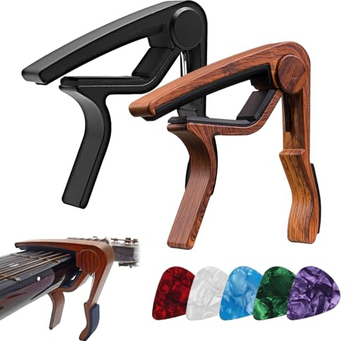 Guitar Capo,7PCS Capo for Acoustic Guitar, Capo Electric Guitars Include 2PCS Capo and 5PCS Guitar Picks for Acoustic Electric Bass Guitar and Other 6-string Instruments