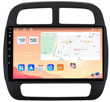 Android 13.0 2 DIN-bilradio för Renault Kwid 2015-2019, 9-tums skärm med GPS, mediaspelare, BT 5.0, RDS, Dab+ FM, DSP, Carplay, 4G wifi, rattkontroller (NF-3)