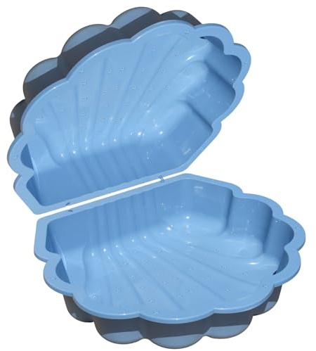 Conchiglia per sabbia e acqua, 2 pezzi, per bambini – Piscina per bambini e sabbiera, blu pastello con stelle, conchiglia da giardino in plastica, giocattolo per esterni, 86 x 77 x 18 cm, 1-6 anni