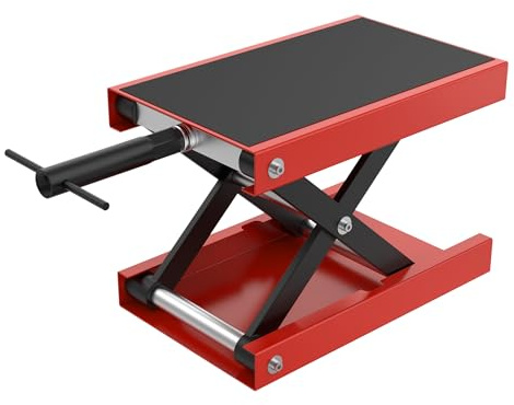 Yunvin Motorcycle Lifter Scissor Jack Lift Lifting Stand Height Adjustable 95-340mm with Wide Platform Non-slip Heavy Duty Lift Tool for Dirt Bike Repair Maintenance 500kg Load Capacity, Type A